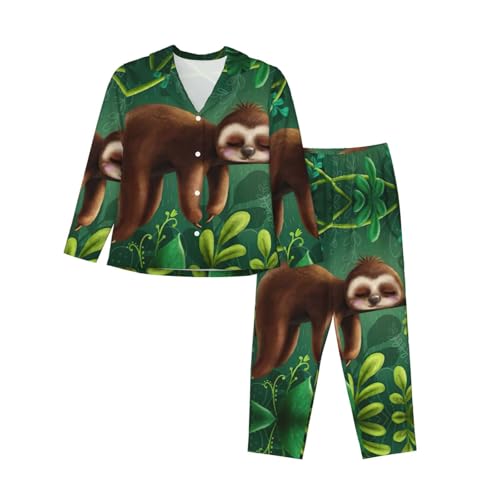 Pyjama paresseux jungle pour femme ensemble complet manches longues et pantalon EdWal