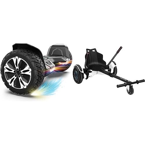 Gyroor Warrior 8.5 inch All Terrain Off Road Hoverboard & VEVOR Hoverboard Seat Attachment 6.5" 8" 10" Hoverboard Go-Kart Attachment for Kids and Adults with Adjustable Frame Length
