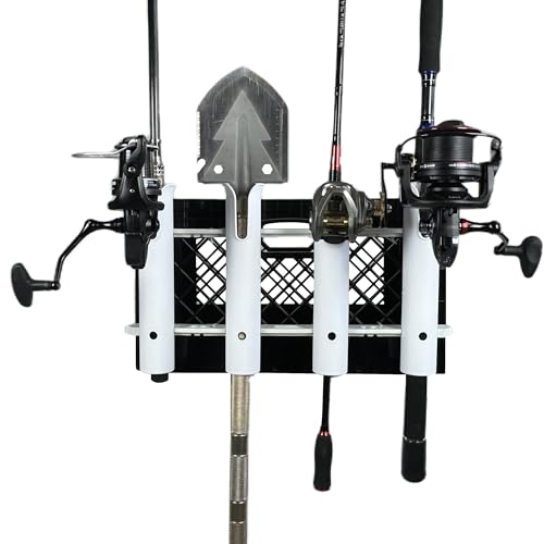 HiUmi Wall Mounted Fishing Rod Holders Tubes Links Fishing Rod Holder Rack Rests (4-Pole-White) by HiUmi - Used condition - Image 4