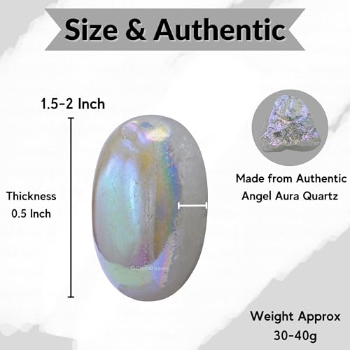 Image of Crystal Heaven Angel Aura Quartz Crystal Palm Pebbles Stones For Anxiety Stress Relief Massage-Aaa Grade Original Healing Gemstone Agate Palm Stone For Yoga Meditation Spiritual Reiki Feng Shui