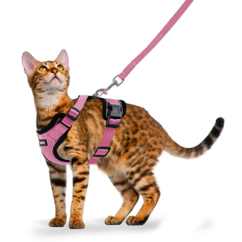 Furryfrenz Cat Harness And Leash Set For Walking | Breathable, Adjustable Escape Proof Jacket With Reflective Strips | Extra Small & Small Cat Harness | Pet Training & Cat Supplies (Pink, Xs) #TOP29