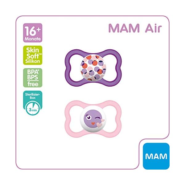 MAM Air Latex Schnuller im 2er-Set, extra leichtes und luftiges Schilddesign, zahnfreundlicher Baby Schnuller aus… – Bild 5