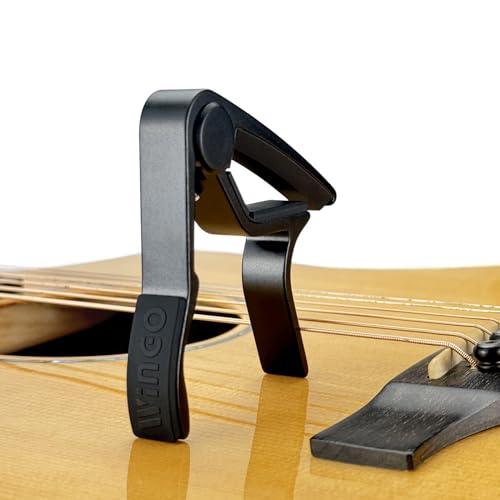 Image of WINGO 6 String Single-handed Guitar Capo For Acoustic Electric Guitar - 2 Pack of Black and Silver