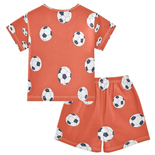 senya Short Sleeve Pajamas Sets Summer Cotton Sleepwear Football Orange Background2