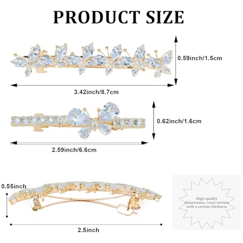 Pinzas para el cabello con diseño de mariposa y pedrería miniatura 4