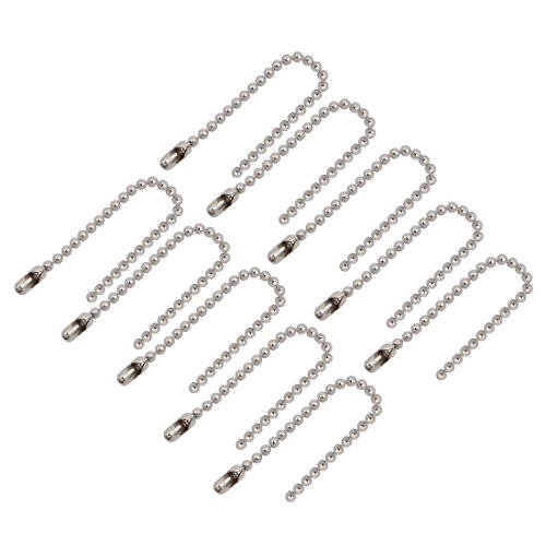 Aexit 10Pcs Stainless Lighting fixtures and controls Steel Clasp Chain Ball Keychain Silver Tone 1.5mm Dia 6cm Length