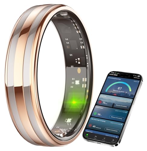 スマートリング ユニセックス スマート指輪 ヘルスリング 6.3mm極薄デザイン 体調管理 H-R/SP-O2飽和度/睡眠/女性生理周期検測 ジェスチャー操作対応 歩数計/消費カロリー 活動量計 IP68防水 iOS/Android対応 日本語アプリ対応の商品画像（Amazon）