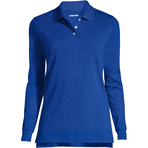 Image of Lands' End School Uniform Kids Long Sleeve Interlock Polo Shirt