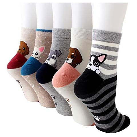 Calcetines de algodón con estampado de animales MAKFORT para mujer, 5 pares Cover