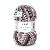 Gründl Big Mamma uni (brei- en haakgaren met een wolachtig karakter gemaakt van 100% polyacryl, 400 g/1040 m, naalddikte: 3,5-4,5, 1 x 400 g), middengrijs, 29 x 16 x 12 cm