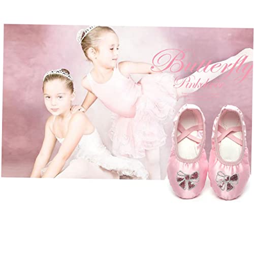 Kisangel Ballet Dance Shoes for Boys and Girls Girls Embroidered Sequins Satin Flats Non- Sole for Ballet Jazz Gymnastics and Yoga3