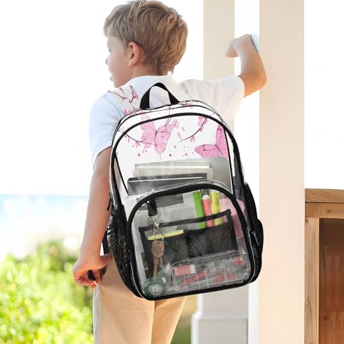 Mochila transparente resistente con múltiples bolsillos para seguridad 7