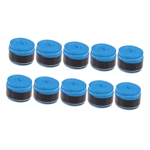 GALPADA 10Pcs Blue Perforated Overgrip Sweat Band for Tennis Badminton Squash Racket Moisture Absorbent PU Material for Active Players and Easy to Install