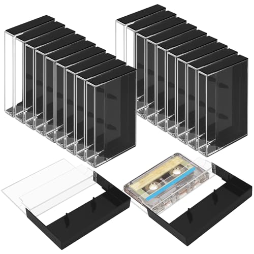20Pcs Audio Cassette Tape Storage Case Plastic Blank Cassette Tapes With Music Display Box Organizer For Art Collection