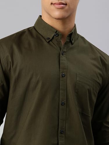 Image of Majestic Man Men's Solid Pure Cotton Casual Shirt - Slim Fit | Full Sleeves | Soft & Breathable Fabric