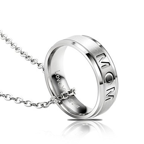 Necklace, Fashion Dad Mom Letters Carved Ring Pendant Necklace Mother's/Father's Day Gift - Dad Silver #TOP7