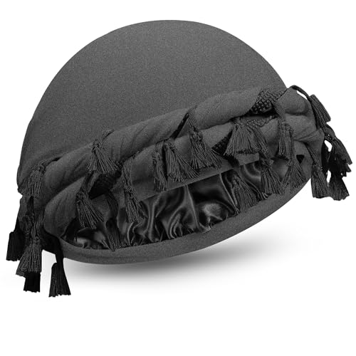 Image of Turban for Men Adjustable Halo Silk Satin Lined Cap for Women Durag Twist Head Wraps Hat Elastic Pre Tie Beniee