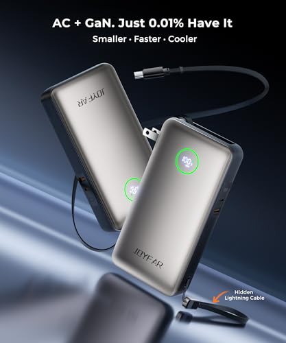 Image of Portable Charger Power Bank - Laptop Battery Pack 65W AC Plug GaN 25000mAh Built in Cable USB C Phone Fast Charging Compatible with iPhone 16 15 14 13 12 11 X iPad MacBook Samsung (Gold)