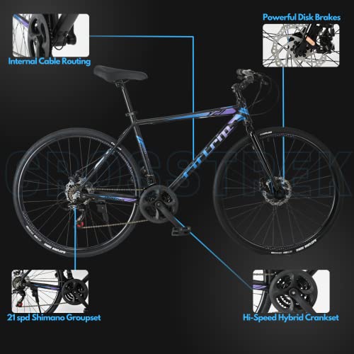 Image of Fittrip Crosstrek | India's Lightest City Bike* | 21 Speed Gearset | Compass Saturn Ring Tyres | Dual Disk Brakes | Purple-Blue