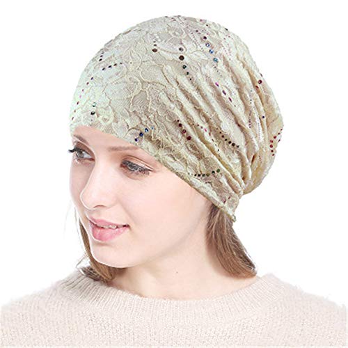 RAILONCH Headwear - Pañuelo de cabeza de algodón transpirable para quimioterapia primavera y verano beige Talla única