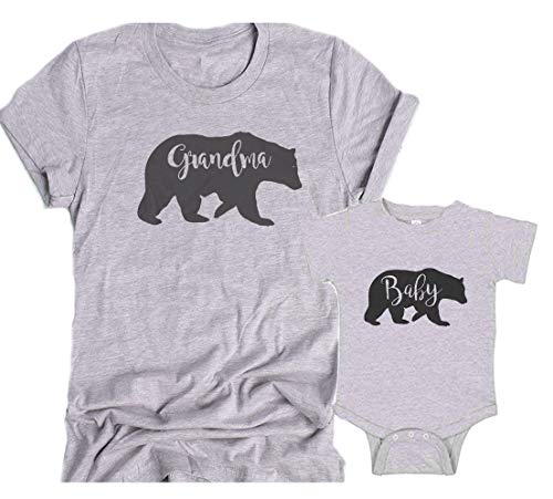 Southern Sisters Matching Grandma Bear Shirt and Baby Bears Romper Or Toddler Sold Individually (Kid 4T) Grey