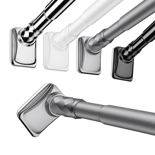 Tringle rideau extensible sans perçage acier inoxydable pour douche gris - 2