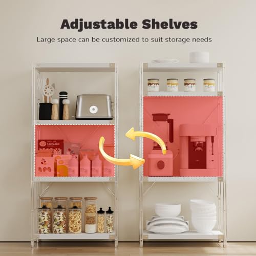Image of 4-Tier Industrial Bookshelf, Wood and Metal Shelf Unit, Storage Bookcase