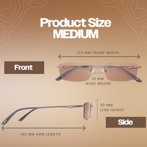 Image of SPECSMAKERS Streak Retro Sunglasses for Men Women | Rimless Rectangular Sunglasses | Polarized & 100% UV Protected | Goggles | Shades | STR1028