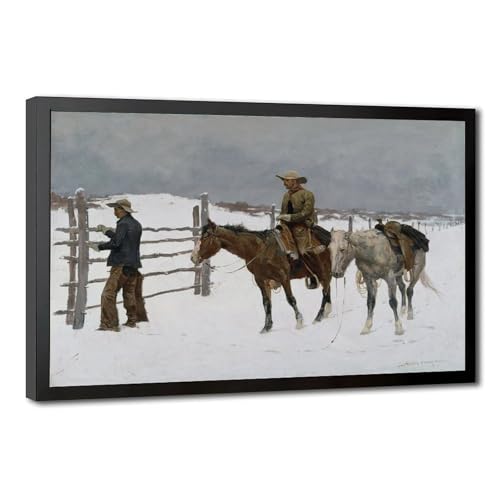 The Fall of The Cowboy Poster Frederic Remington Impression sur Toile Western Cadre 30x45 cm