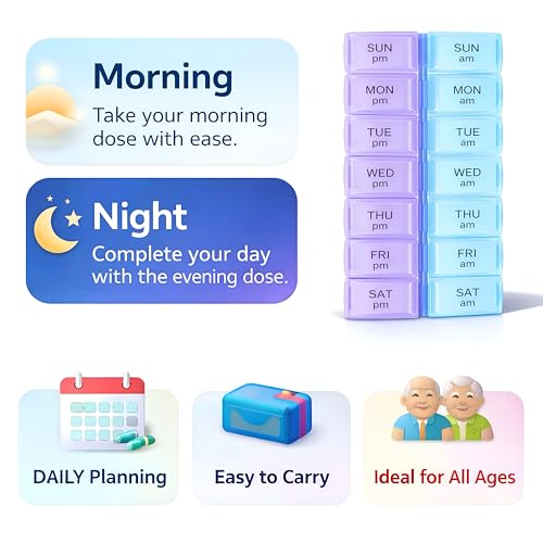 Image of JimXen Weekly Pill Organizer 7 Day 2 Times | 14 Slots Large Medicine Box | Moisture-Proof, BPA-Free Tablet & Vitamin Storage Case | Portable Daily Pill Planner for Home, Office & Travel (2 Times 7 Day)