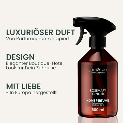 Jean & Len Home Perfume Rosemary & Ginger, Raumduft mit würzig-frischer Duftnote, erfrischt mit nur einem Sprühstoß, Raumspray im minimalistischen Design, 500 ml 4