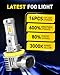 AUXITO H11 LED Yellow Fog Light Bulbs or DRL, 600% Super Brighter 3000K Amber Yellow Light, H8 H16 Fog Lights Replacement for Cars, Non-polarity, Pack of 2