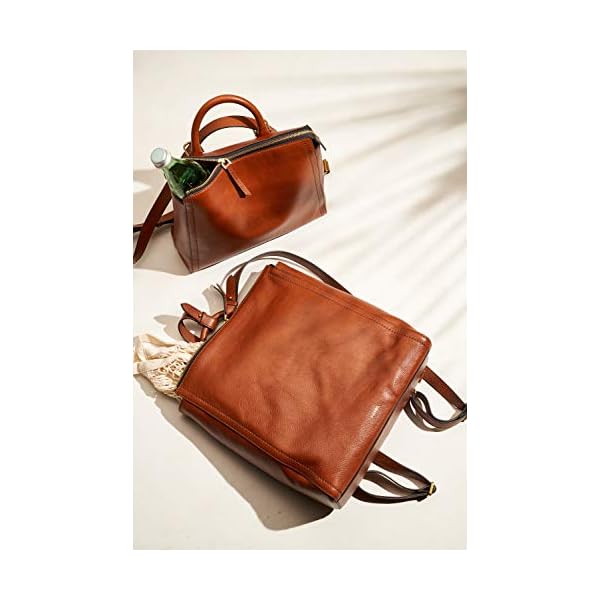 Fossil Women's Jacqueline Eco-Leather Satchel Purse Handbag, Brown (Model: ZB1501200)