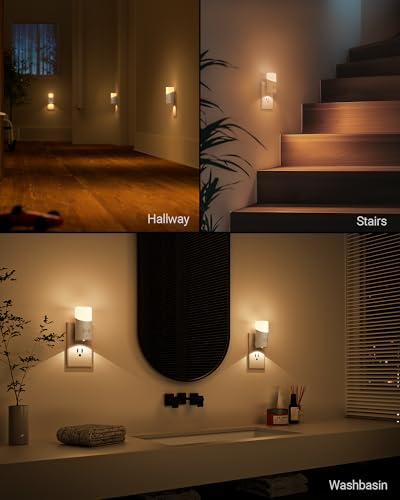 Image of Lyridz LED Plug-in Night Light with 360 Motion Sensor, 1-150 Lumens Dimmable Nightlights Indoor for Bathroom, Bedroom, Hallway, Stairs, Pet House, 2 Pack