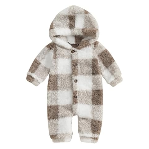 XIXIMAON Newborn Plush Hooded Jumpsuit Cover