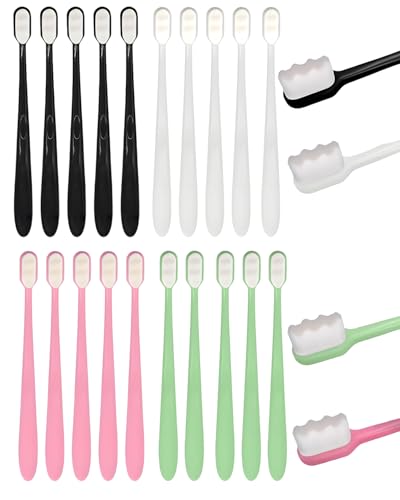 HUVZOR Spazzolino denti 20PCS spazzolini da denti extra morbidi,micro nano spazzolino manuale con 20.000 setole per gengive fragili adulti bambini