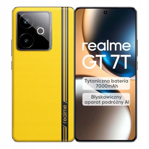 Realme GT 7T Smartphone 5G 12+512 GB, Dimensity 8400-MAX Chipsatz, 7000-mAh-Titan-Akku, 6,78" 1,5K 120Hz Display, AI Travel Snap Kamera, IP69, IceSense Gelb (631002003751)