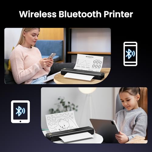 Image of Phomemo M08E Portable Printers Wireless for Travel, Bluetooth Inkless Thermal Printer Support 8.5'' x 11'' US Letter, Compatible with iPhone, Android Phone, Laptop for Office Car Home Use