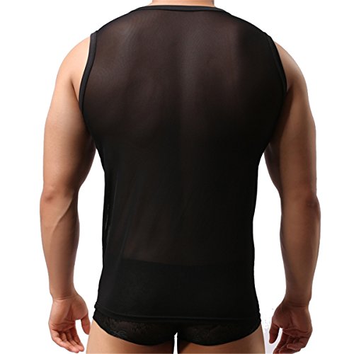 Sexy Men's Underwear Shirts T-Shirt Tank Top Fishnet Clubwear Mesh Undershirt2