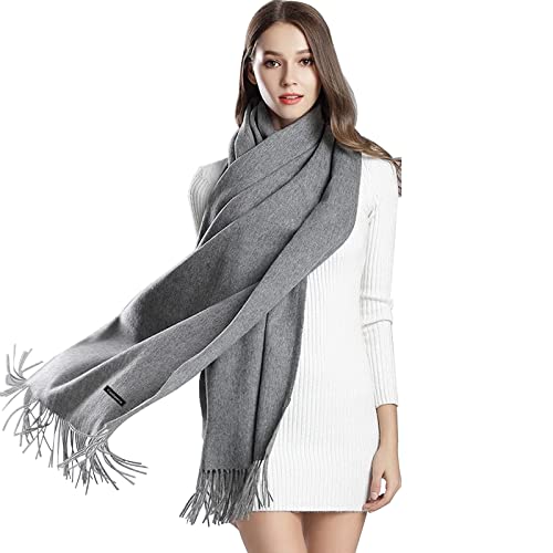 Gukasxi Damen Schals für Winter Warm Pashmina Schal Schal Wrap für Frauen Mädchen Große Weiche Schals Solid Colour 200x60 cm (Dunkelgrau)
