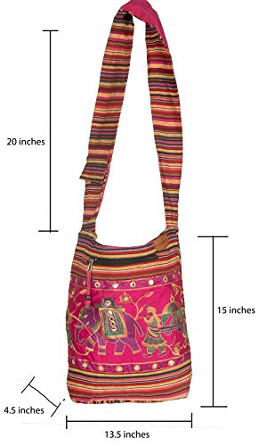 Bolso Rosa de Hombro Bordado a Mano Boho miniatura 7
