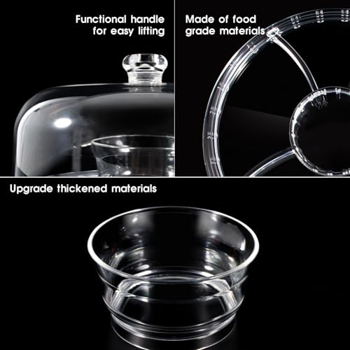 MASTERTOP Cake Stands with Dome Lid, 6 in 1 Multi-functional Cake Serving Platter Snack Fruit Server, Salad Punch Bowl for Kitchen, Party, BBQ, Picnic - Clear - Image 4