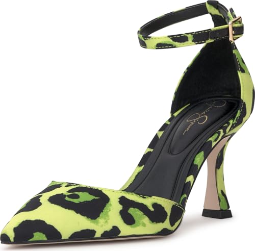 Jessica Simpson Foxena Pointed Toe Ankle Strap Pump, Green/Black, 8.5