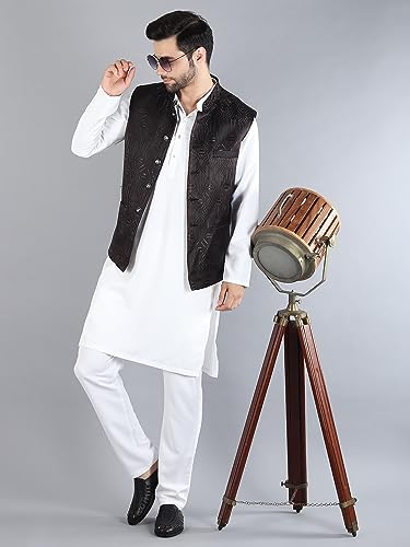Image of Uri and MacKenzie Men's Silk Blend Kurta Pajama with Designer Ethnic Nehru Jacket /Modi Jacket