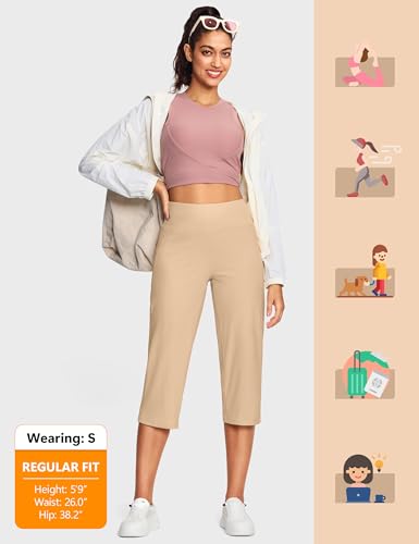 Image of ISEEGZ 15 inch / 18 inch / 21 inch / 25 inch Capri Pants for Women High Waist with Pockets Women's Capris Workout Yoga Pants Loose Straight Leg