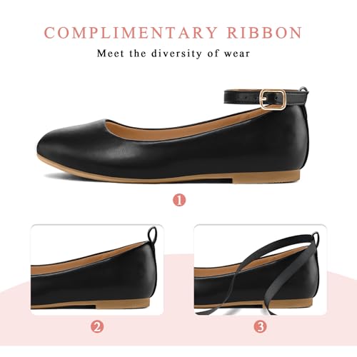 K KomForme Girl's Ballerina Flat Ankle Strap Dress Ballet Flat Shoes（Toddler/Little Kid/Big Kid）2