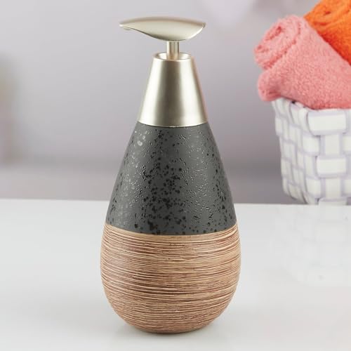 Image of SaSaSa Ceramic Soap Dispenser for Bathroom handwash, refillable Pump Bottle for Kitchen Hand wash Basin, Set of 2, Black (10984)