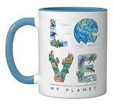 LOVE My Planet/Earth Day Environment, climate change Ceramic Mug, Blue/White
