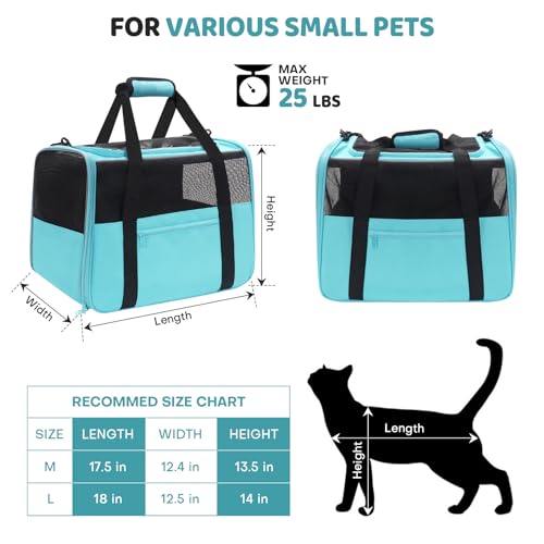 Image of JUNGYOUN Premium ​Cat Carrier - ​Pet Carrier for Cat & Small Dogs up to 15lbs - ​Airline Approved Travel Dog Carrier with Anti-Escape Zippers, Collapsible Travel Bowl & Padded Strap