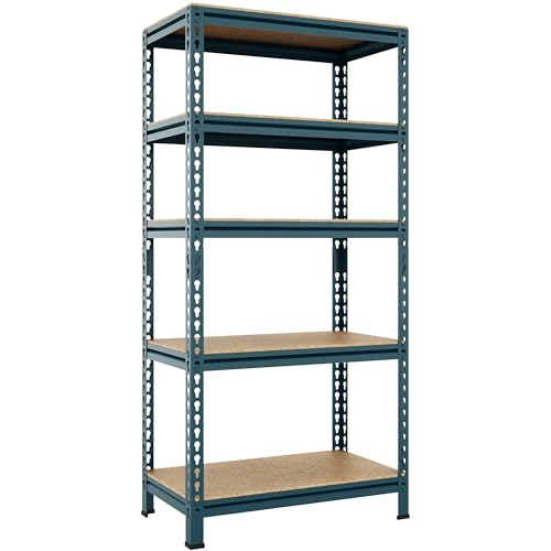 Yaheetech Scaffale/Scaffalatura Garage in Metallo a 5 Ripiani Regolabili da Magazzino Carico Massimo per Ripiano 150 KG 150 x 70 x 30 cm/Blu Nettuno